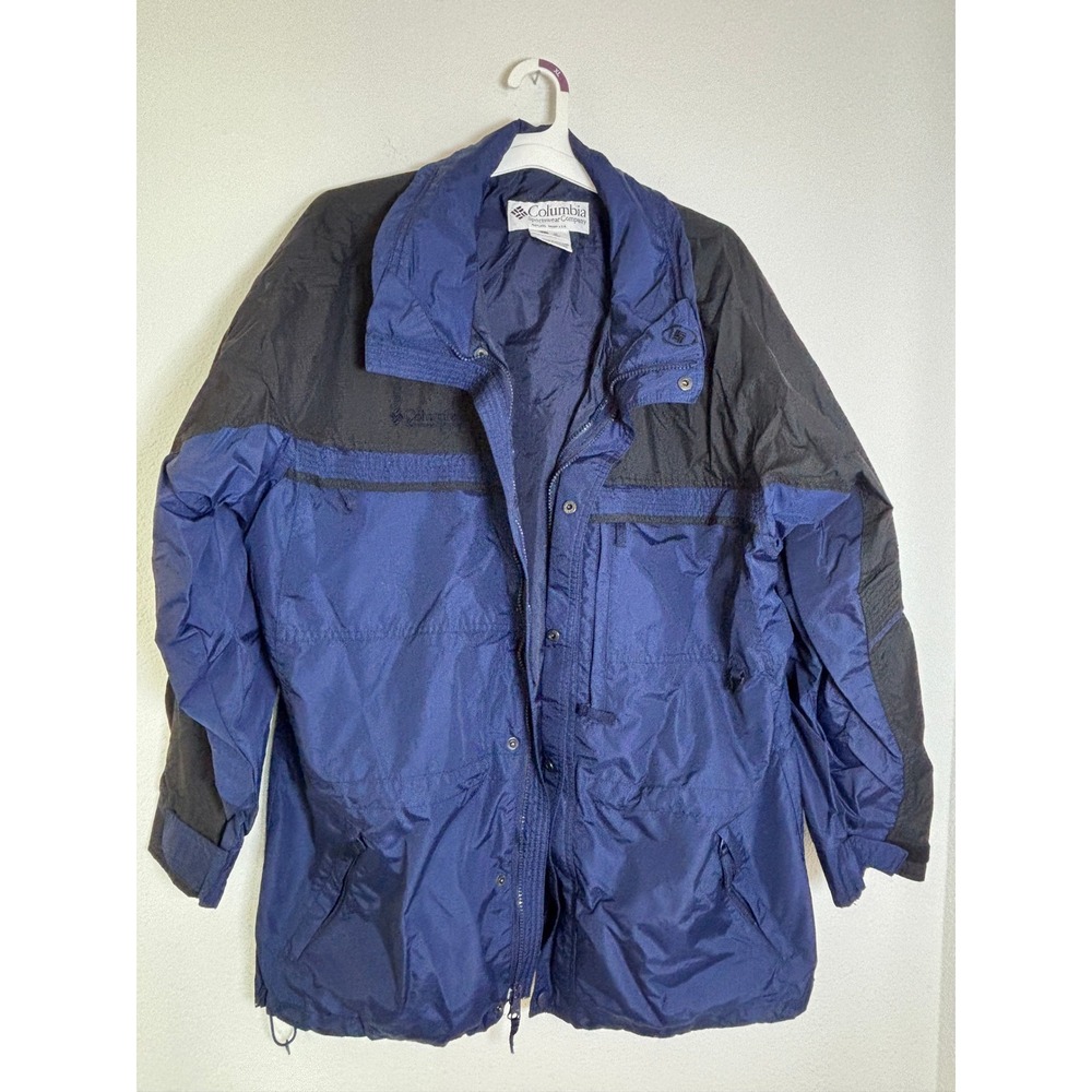 Columbia Sportswear Mens Large Navy Blue Black Colorblock Windbreaker Jacket L
